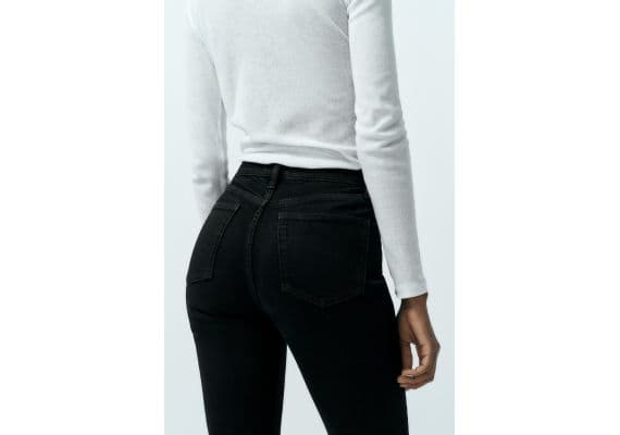 Zara   mid-rise flared cropped trf jeans , Цвет: Черный, Размер: 34, изображение 6