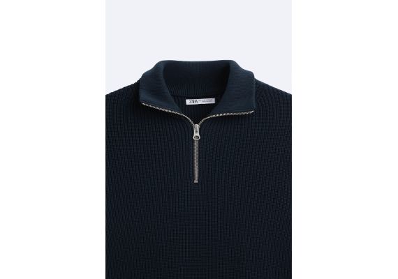 Zara Светр "purl knit quarter-zip" , Цвет: Синий, Размер: M (US M), изображение 9