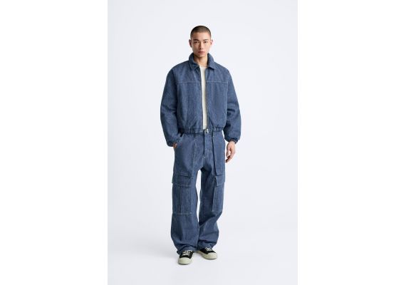 Zara Джинсы relaxed cargo с карманами , Цвет: Синий, Размер: EU 36 (US 29)