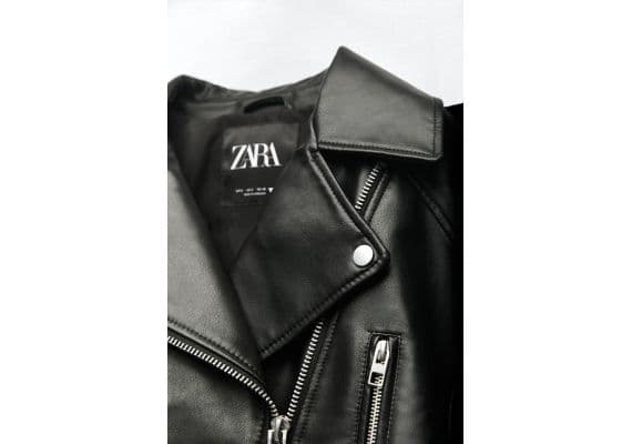 Zara Куртка-косуха в стиле кожи , Цвет: Черный, Размер: XS, изображение 8