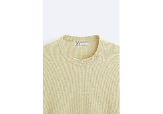 Zara Свитер из текстурированного хлопкового трикотажа , Цвет: Зеленый, Размер: XL (US XL), изображение 8