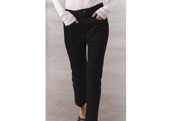 Zara   zw collection bootcut cropped high-waist jeans , Цвет: Черный, Размер: 32, изображение 2