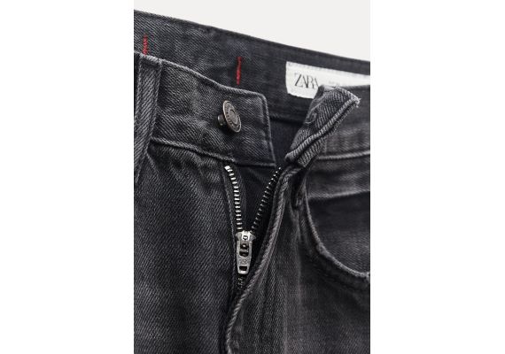 Zara Модель джинсов zw collection straight leg mid-rise cropped jeans , Цвет: Черный, Размер: 34, изображение 10