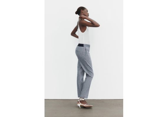 Zara Брюки с завышенной талией jogger-waist , Цвет: Синий, Размер: XS, изображение 4