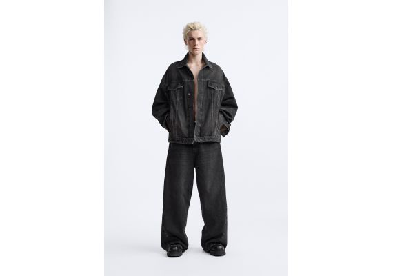 Zara Джинсовая куртка oversize - ограниченная серия , Цвет: Черный, Размер: S (US S)