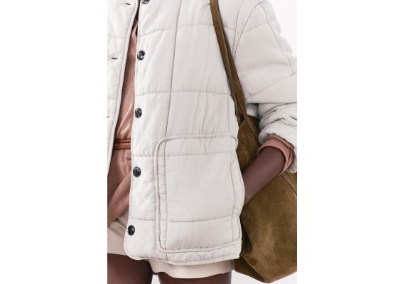 Zara   пуховик zw collection padded jacket , Цвет: Бежевый, Размер: XS, изображение 3