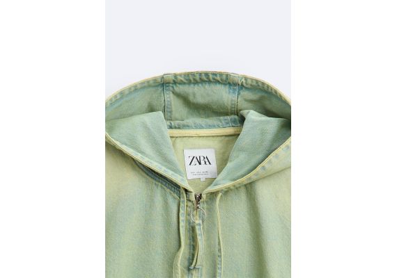 Zara Джинсовая куртка с эффектом overdyed , Цвет: Зеленый, Размер: S (US S), изображение 9