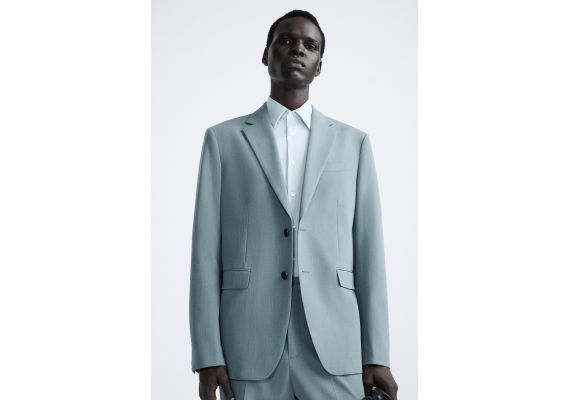 Zara   textured suit blazer, Цвет: Синий, Размер: EU 46 (US 36), изображение 5