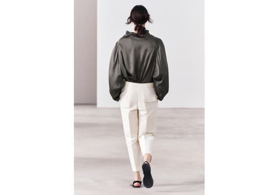 Zara Хлопковые брюки коллекции zw collection cotton trousers , Цвет: Бежевый, Размер: M, изображение 3