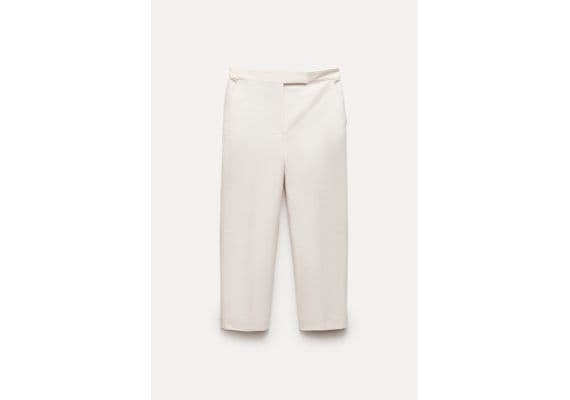 Zara Хлопковые брюки коллекции zw collection cotton trousers , Цвет: Бежевый, Размер: S, изображение 5