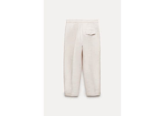 Zara Хлопковые брюки коллекции zw collection cotton trousers , Цвет: Бежевый, Размер: M, изображение 6