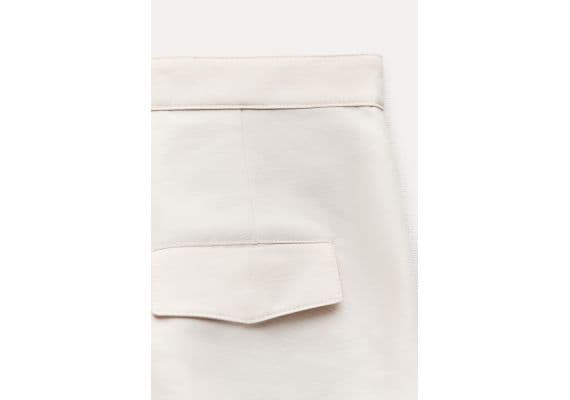 Zara Хлопковые брюки коллекции zw collection cotton trousers , Цвет: Бежевый, Размер: S, изображение 10