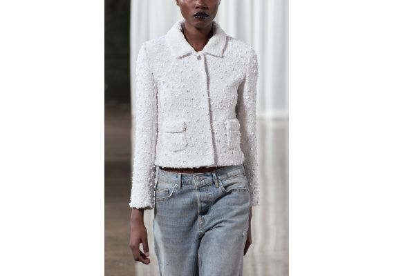 Zara Коллекция zw short sequin jacket , Цвет: Белый, Размер: S, изображение 2