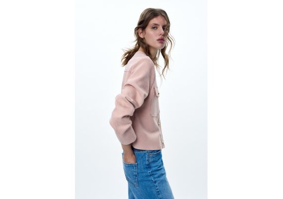 Zara Куртка из искусственной замши , Цвет: Розовый, Размер: XL, изображение 3