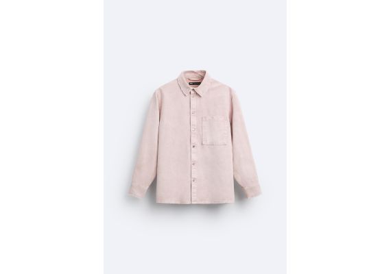 Zara Рубашка с контрастной строчкой , Цвет: Розовый, Размер: XL (US XL), изображение 6