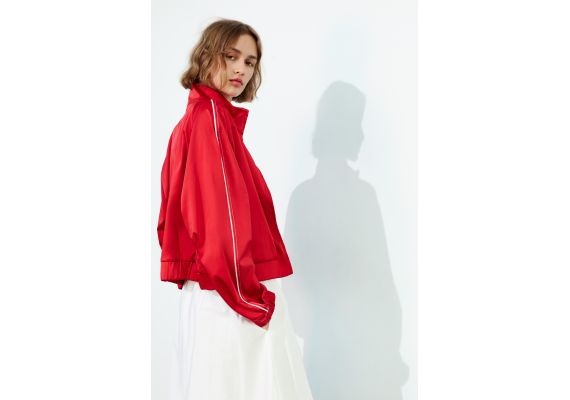 Zara Куртка из атласа с контрастной окантовкой , Цвет: Красный, Размер: XS, изображение 3