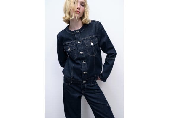 Zara Куртка trf denim jacket , Цвет: Синий, Размер: XS, изображение 2