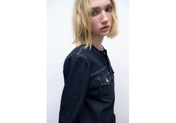 Zara Куртка trf denim jacket , Цвет: Синий, Размер: XS, изображение 3