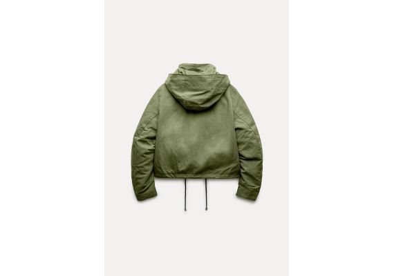 Zara Парка серии zw collection cropped parka , Цвет: Зеленый, Размер: S, изображение 2