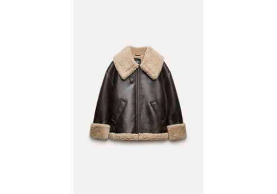 Zara Двухсторонняя мото-куртка zw collection double-faced biker jacket , Цвет: Коричневый, Размер: XS, изображение 6