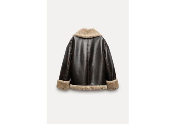 Zara Двухсторонняя мото-куртка zw collection double-faced biker jacket , Цвет: Коричневый, Размер: XS, изображение 7