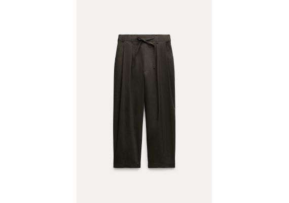 Zara Широкие брюки zw collection с завязкой , Цвет: Зеленый, Размер: XS, изображение 5