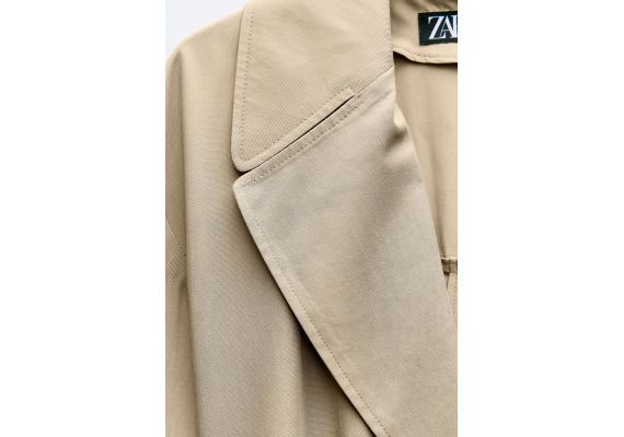 Zara Длинное пальто с поясом , Цвет: Бежевый, Размер: XXL, изображение 5