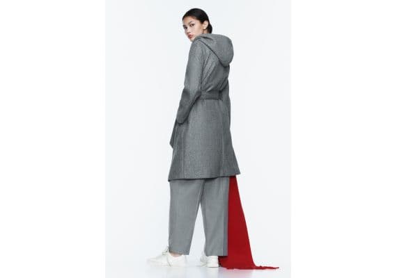 Zara Пальто с капюшоном из мягкой ткани , Цвет: Серый, Размер: XS, изображение 6