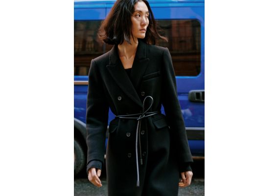 Zara Пальто из смеси пряжи из шерсти от manteco, Цвет: Черный, Размер: XXL, изображение 2