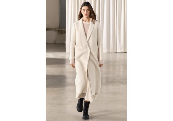 Zara Коллекция zw minimalist wool blend coat , Цвет: Бежевый, Размер: S