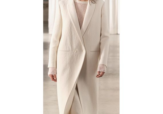 Zara Коллекция zw minimalist wool blend coat , Цвет: Бежевый, Размер: S, изображение 2