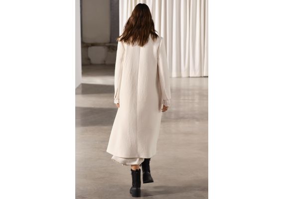 Zara Коллекция zw minimalist wool blend coat , Цвет: Бежевый, Размер: S, изображение 6