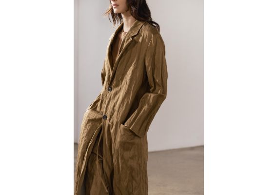 Zara Коллекция zw oversize crinkle-effect frock coat , Цвет: Зеленый, Размер: L, изображение 3