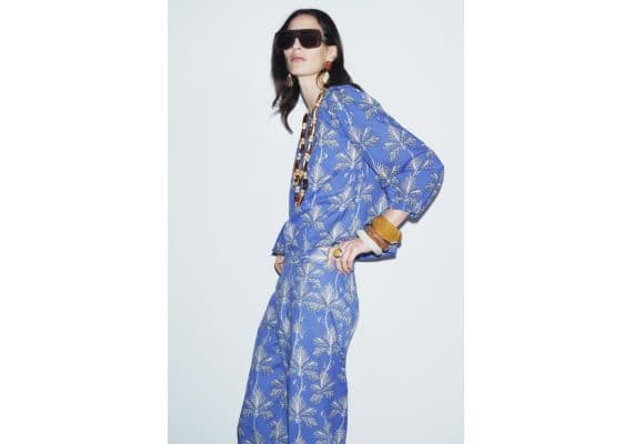 Zara   zw collection printed trousers , Цвет: Синий, Размер: XS, изображение 2