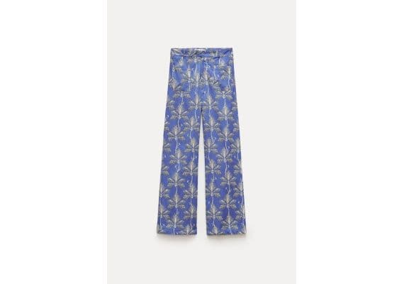 Zara   zw collection printed trousers , Цвет: Синий, Размер: XS, изображение 3