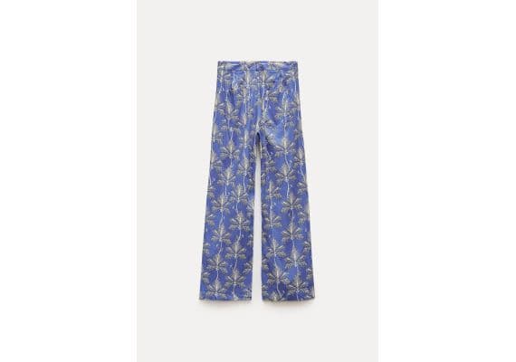 Zara   zw collection printed trousers , Цвет: Синий, Размер: XS, изображение 4