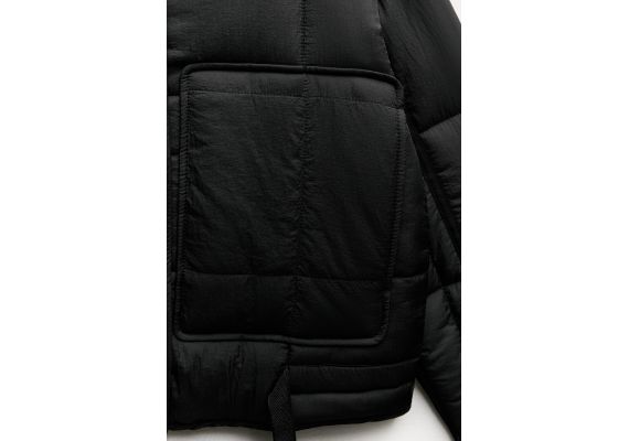 Zara Коллекция zw collection water-repellent quilted nylon anorak , Цвет: Черный, Размер: XS, изображение 11