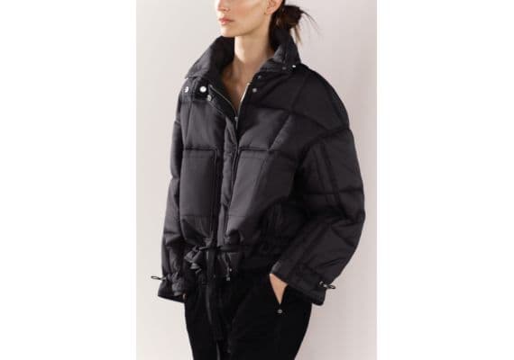 Zara Коллекция zw collection water-repellent quilted nylon anorak , Цвет: Черный, Размер: XS, изображение 5