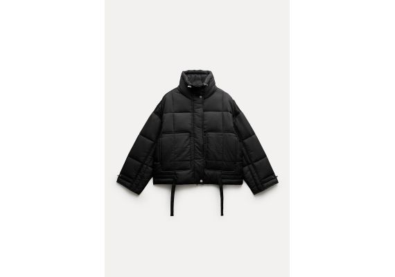 Zara Коллекция zw collection water-repellent quilted nylon anorak , Цвет: Черный, Размер: XS, изображение 7