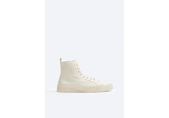 Zara Высокие кеды canvas high-top , Цвет: Бежевый, Размер: 39