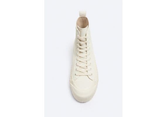 Zara Высокие кеды canvas high-top , Цвет: Бежевый, Размер: 39, изображение 3