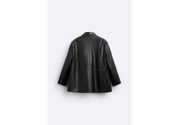 Zara Эффектно старением кожаный блейзер , Цвет: Коричневый, Размер: L (US L), изображение 8
