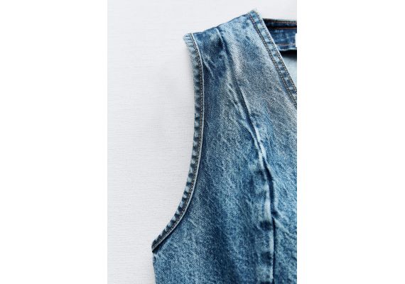 Zara Жилет z1975 denim cropped , Цвет: Синий, Размер: XS, изображение 7