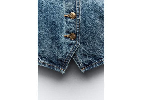 Zara Жилет z1975 denim cropped , Цвет: Синий, Размер: XS, изображение 8