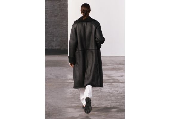 Zara Пальто в стиле байкера из коллекции zw collection double-faced long biker coat , Цвет: Черный, Размер: XS-S, изображение 4