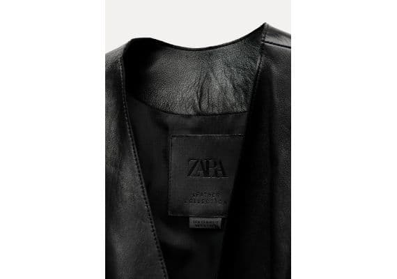 Zara Длинное кожаное пальто из коллекции zara woman collection, изображение 13