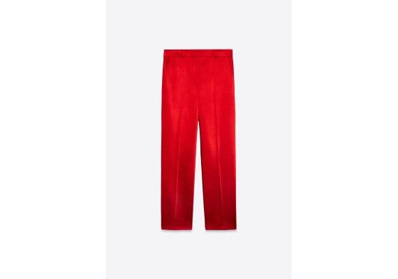 Zara   zw collection прямые брюки из тяжелого атласа , Цвет: Красный, Размер: XS, изображение 11