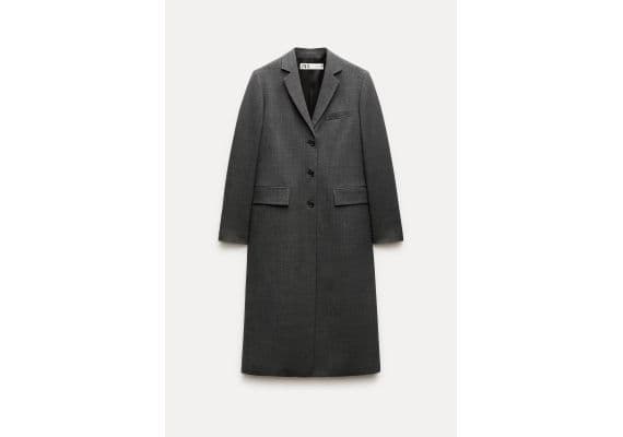 Zara Пальто-фрак из шерстяной смеси zw collection wool blend tailored frock coat , Цвет: Серый, Размер: XS, изображение 2