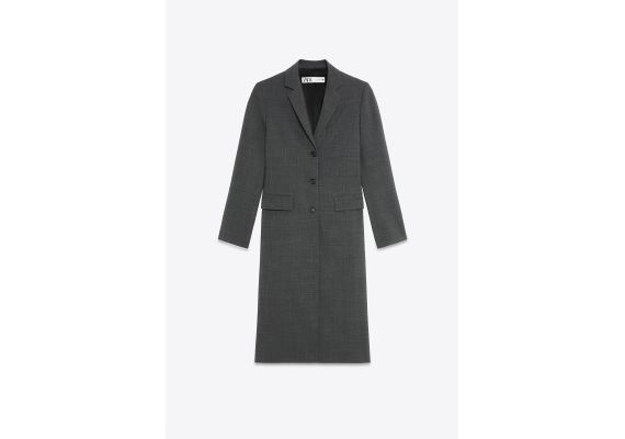 Zara Пальто-фрак из шерстяной смеси zw collection wool blend tailored frock coat , Цвет: Серый, Размер: XS, изображение 10