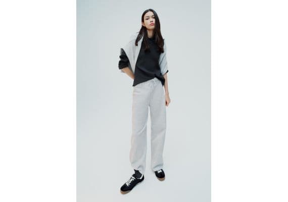 Zara  clean interlock plush straight-leg trousers , Цвет: Серый, Размер: XL